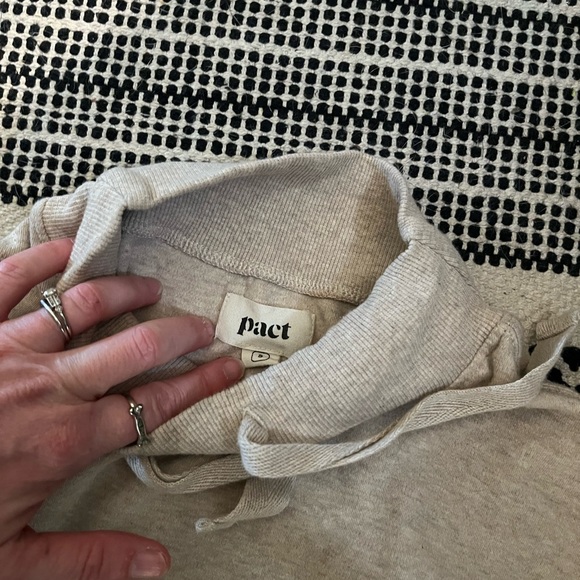 PACT- Colorblock mock neck hoodie in Beige, Rust and Black - Picture 2 of 2